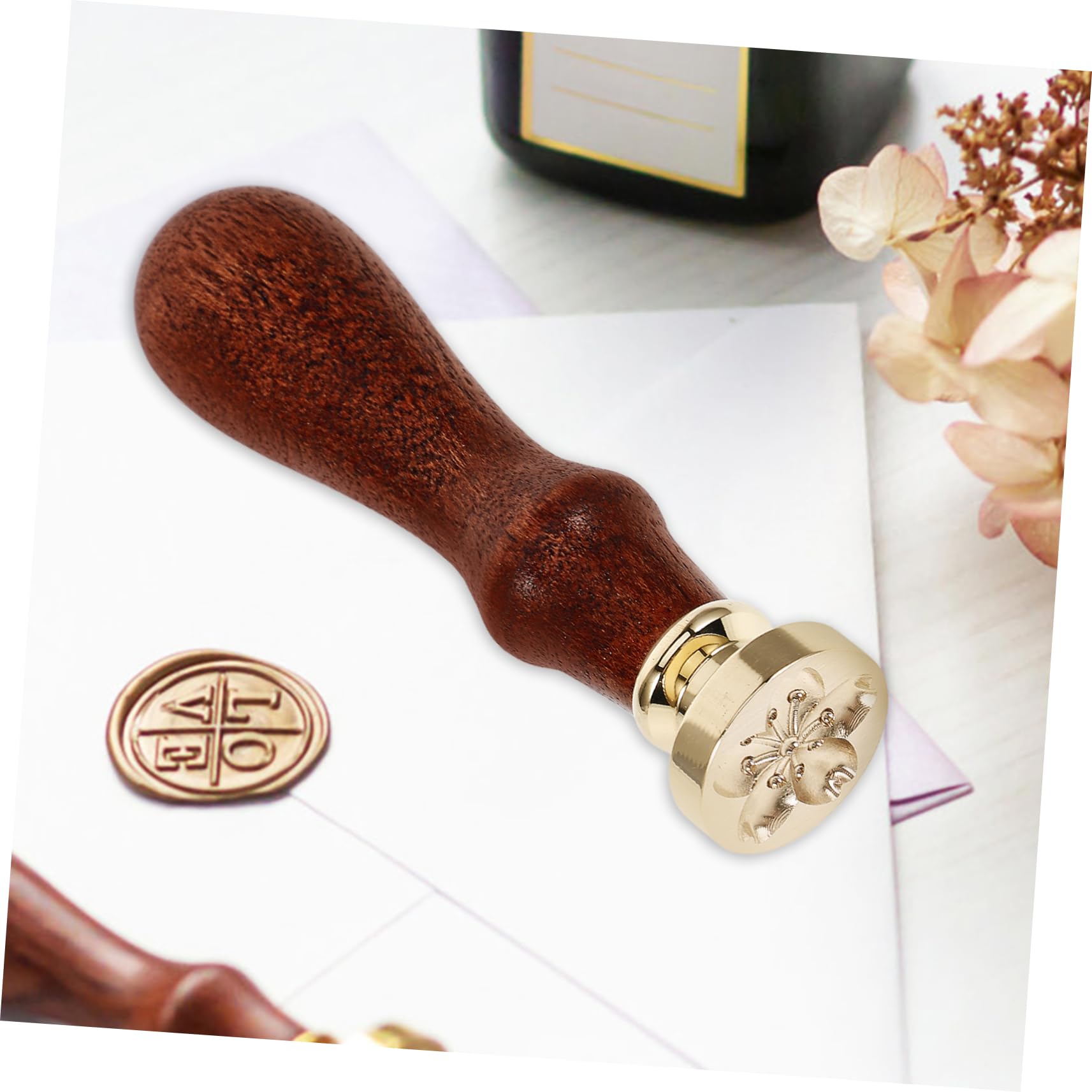 Tofficu 4sätze Wiederverwendbaren Wachsbuchstaben Und Wachssiegel-stempel Mit Holzgriff Design Für -handwerk Briefumschläge Und Einladungen Floralen Mustern