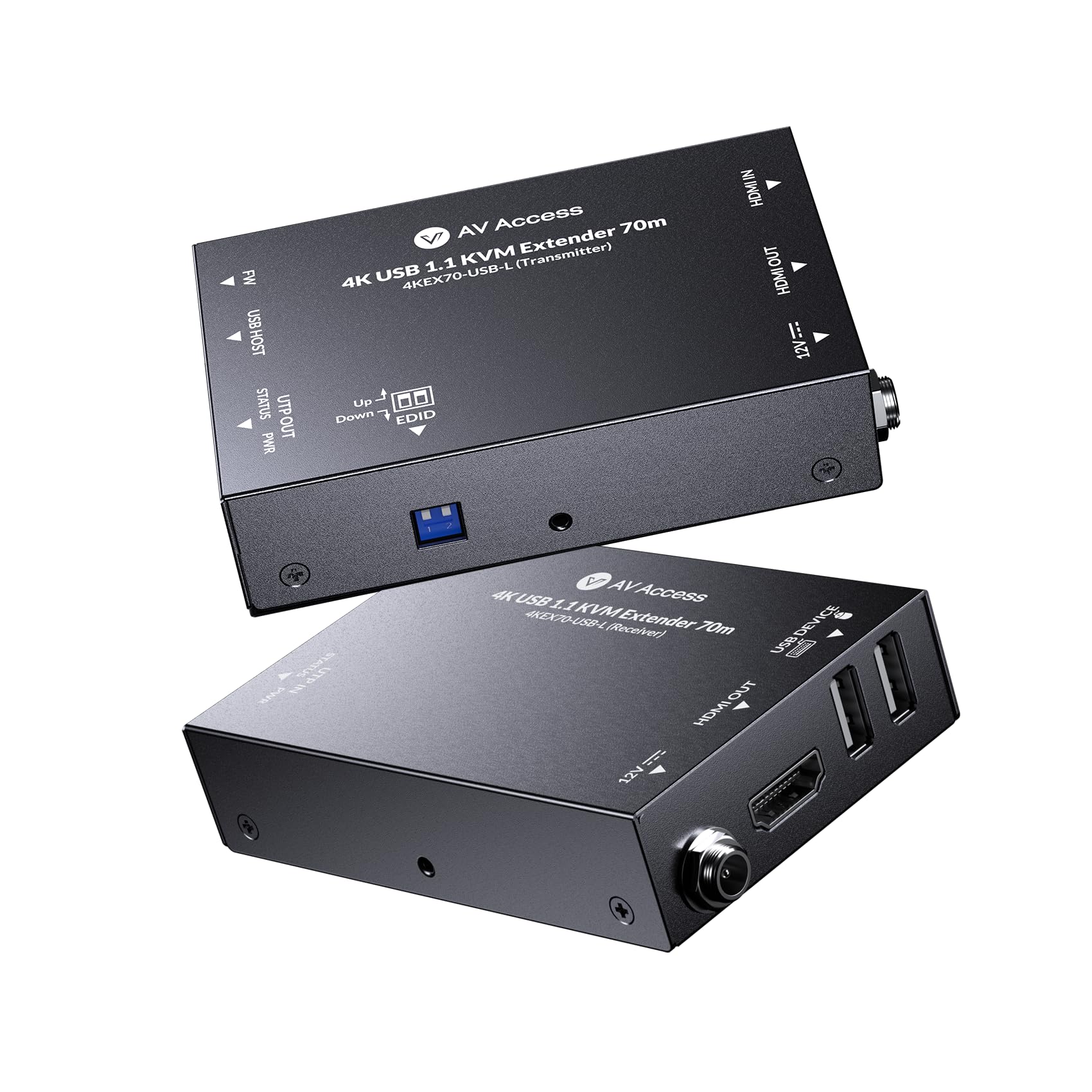 Prolunga KVM 4K HDMI USB 70 m Cat6 Zero Latency HDCP EDID PoC | Trasmissione video ad alta definizione a lunga distanza tastiera mouse controllo loop out audio supporto installazione semplicità