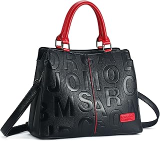 NEWSTYP Ladies Quality Leather Letter Shoulder Bags for Women 2021 Luxury Handbags Women Bags Designer Fashion Large Capacity Tote Bag (Red)