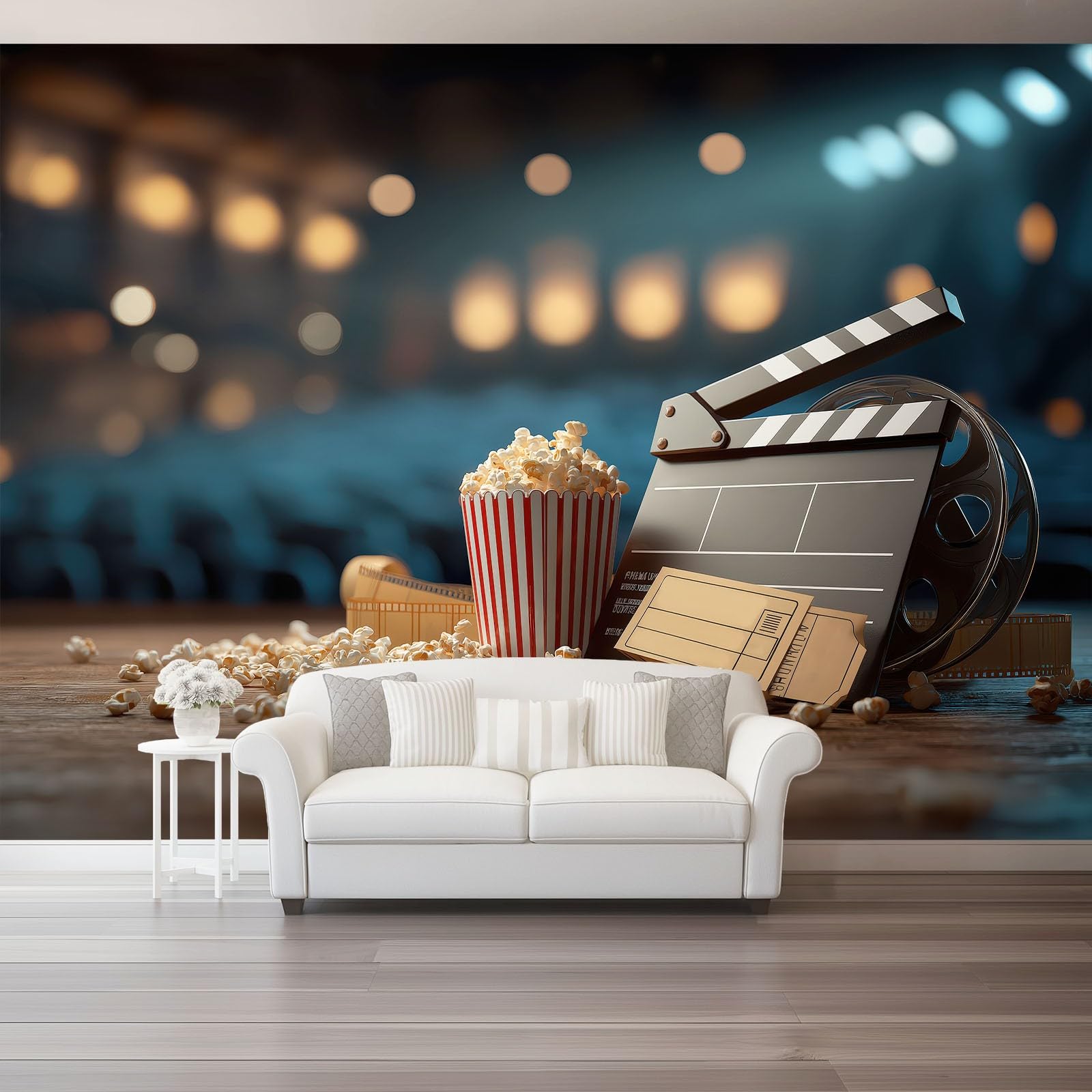 Cinema E Televisione Moderni Carta Da Parati Marrone Ciak Biglietto Del Cinema Murale Seta Xxl Moderne Decorazione 300 X 210 Cm Per Decorazione Soggiorno Camera De Letto Sala Ufficio
