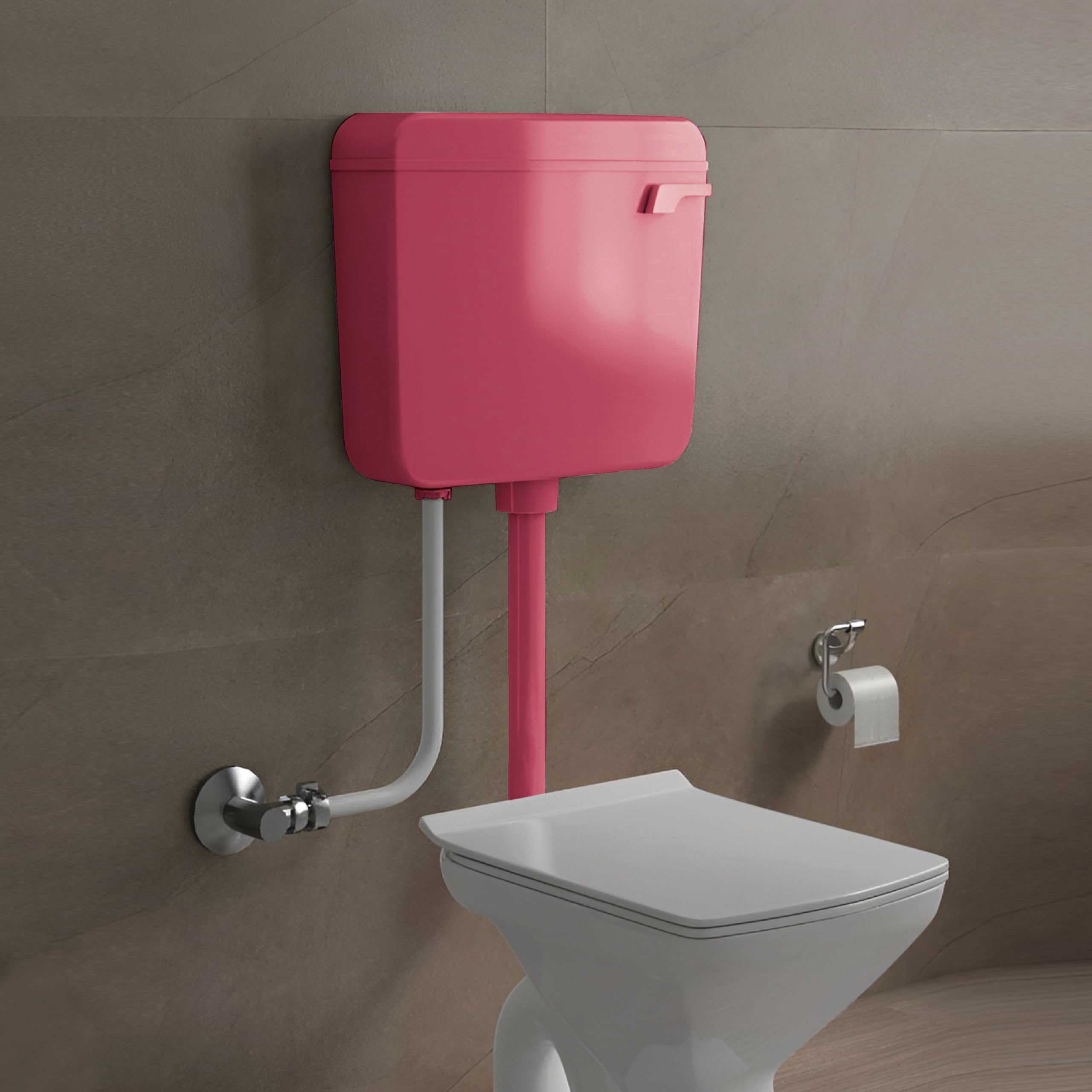 TAXAN Single Flush Tank for Toilet - 10 LTR Water Capacity – Polypropylene Smart PVC Slim Cistern - Wall Mounted, Side Handle Regular Flushing Tank with Complete Set (Dark Red) (B0CZLMX1X2) Amazon Price History, Amazon Price Tracker