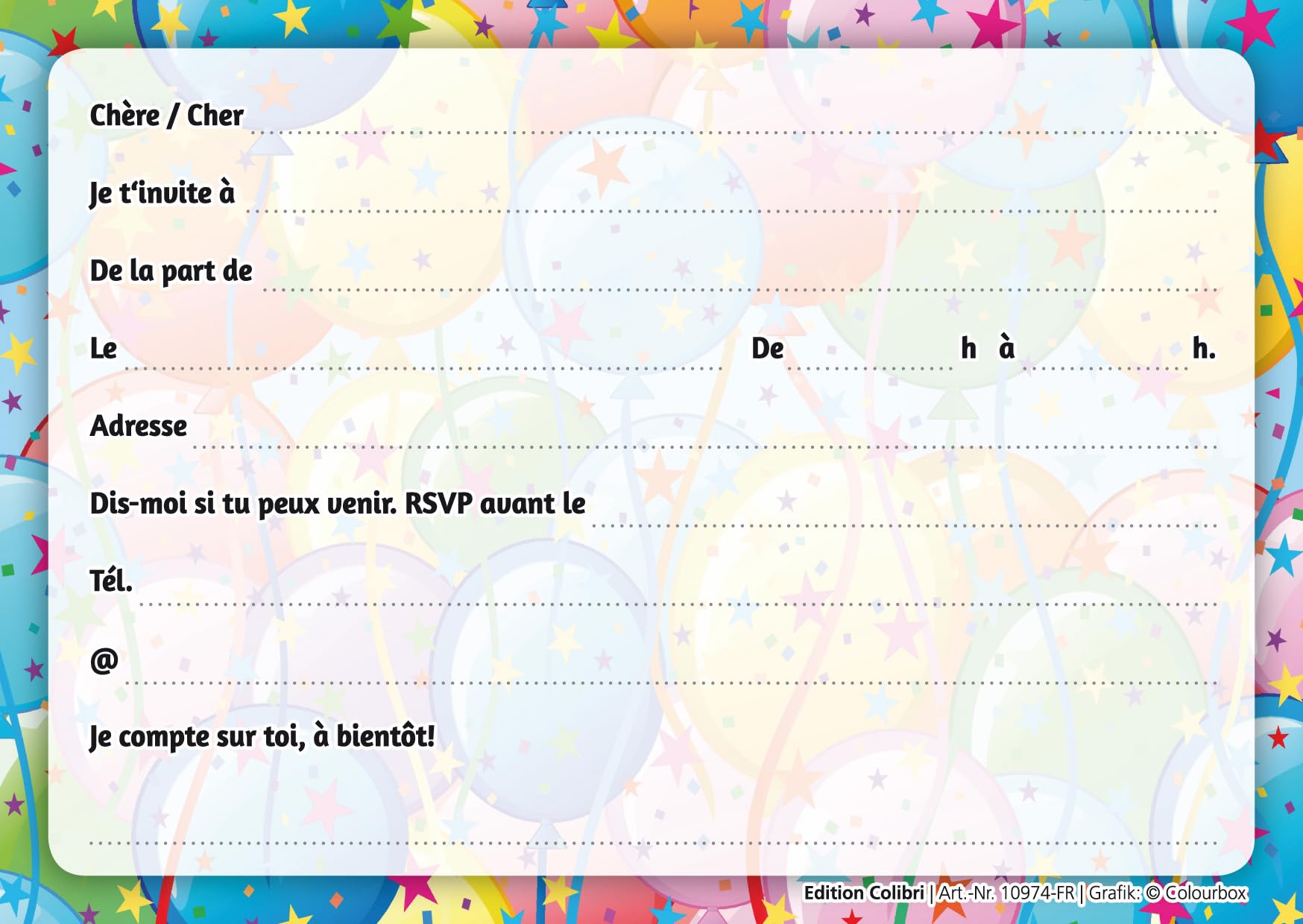 LOLA & LOUIS® • 10 Tarjetas De Invitación De Cumpleaños En Francés • 10