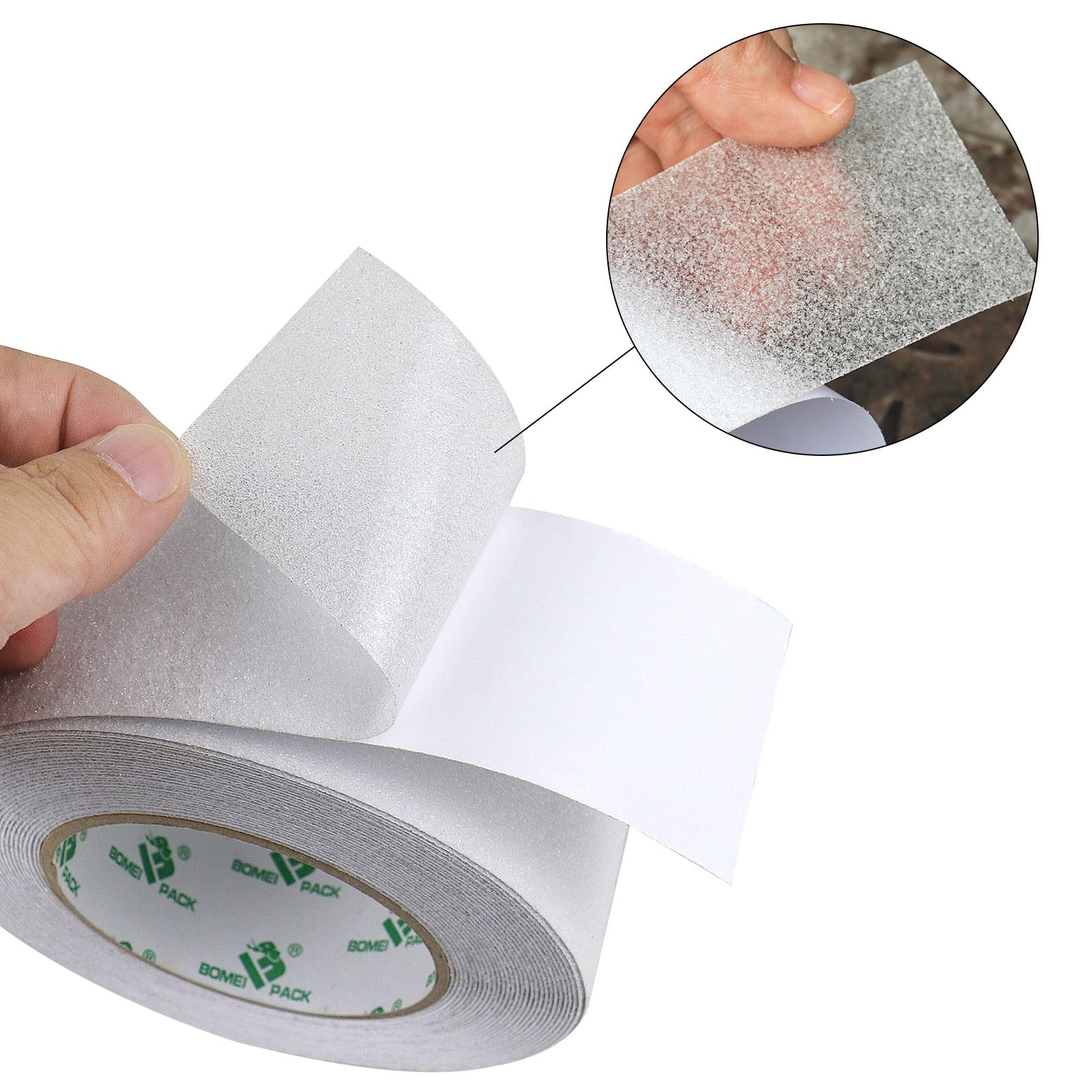 BOMEI PACK 2 Rollen Transparentes Antirutsch Klebeband 50mm*10m für mehr Sicherheit auf Treppen & Böden Korngröße: 60