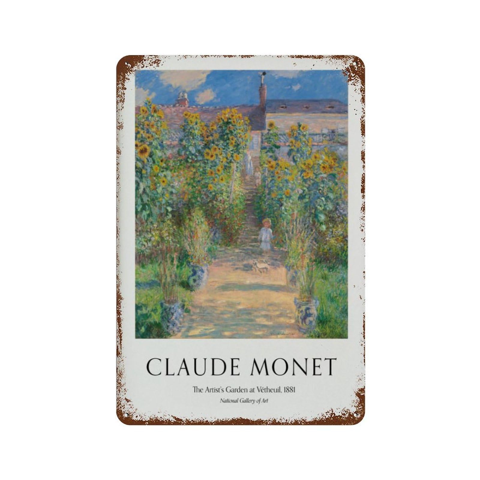 xiaoxiaoshen Claude Monet 'ist’s Garden' Impressionist Wall Decor Art Metal Tin Poster Modern Home Decor Art Home Bar Shop Decorations Vintage Sign 30x20cm