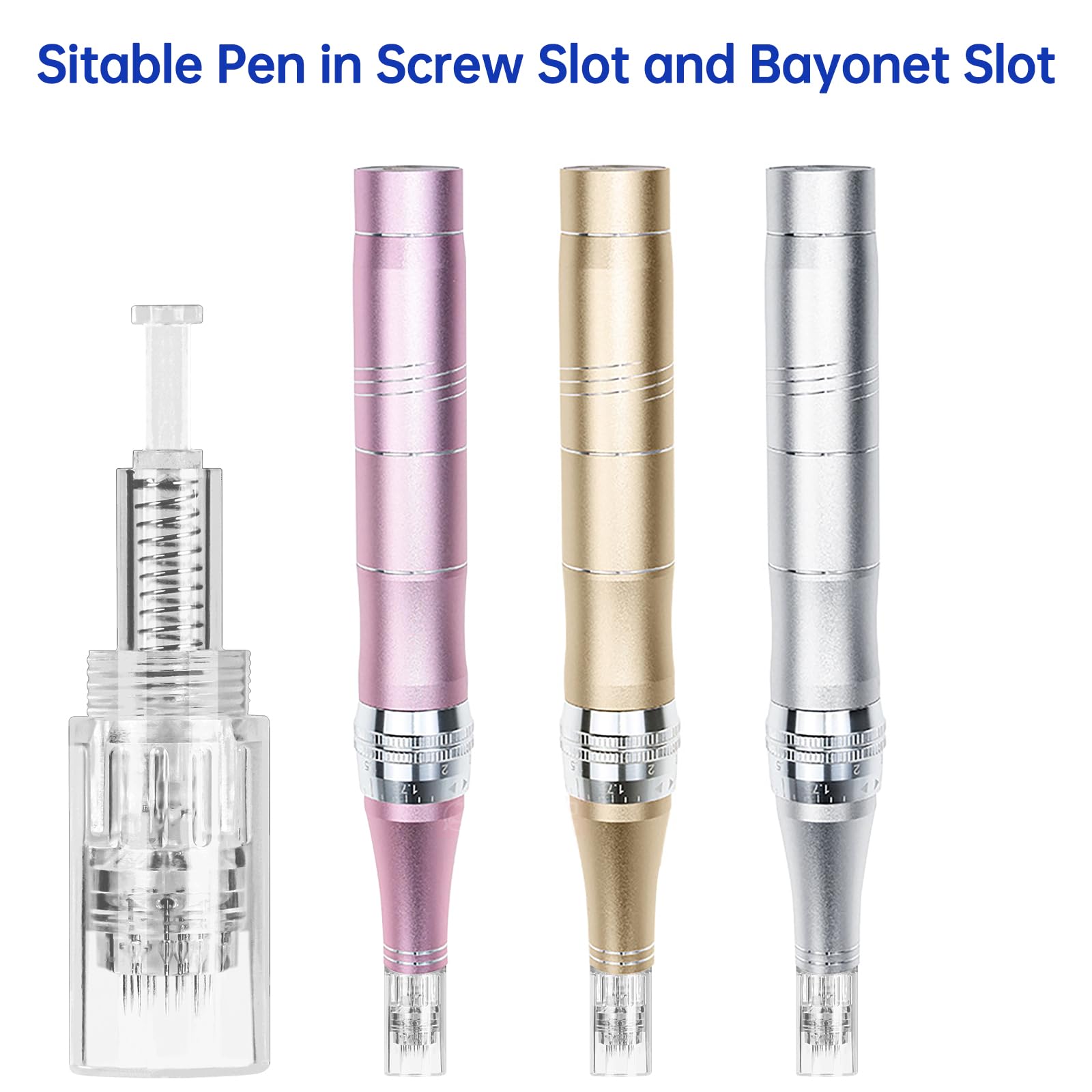 LOPHE Microneedling, 12 Pezzi Micro Aghi Penna Derma Micro Needling, Microneedle Nano Aghi con Regolabili su Porta Filettata, Aghi da Cartucce Microaghi per Derma Pen(#36pin)