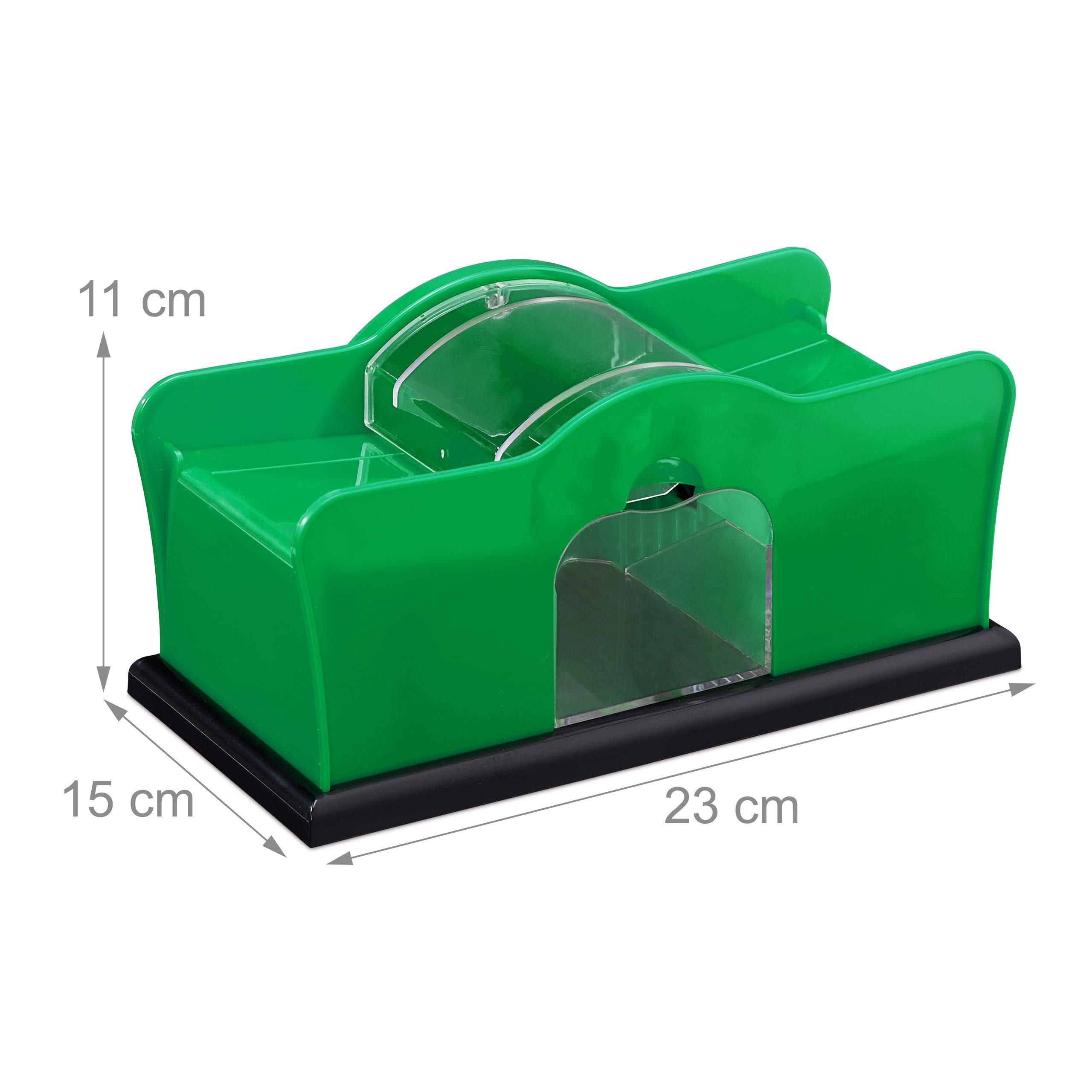 Relaxdays Kartenmischmaschine - Relaxdays - Mixer Manuale per 2 mazzi di Carte da Gioco con manovella, in plastica, Colore: Verde Unisex Adulto