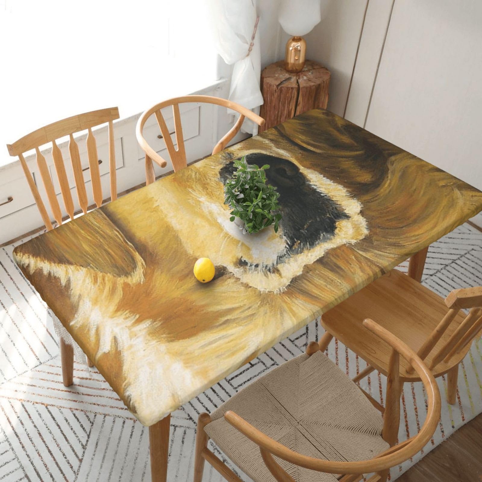 BNVSADC golden retriever Printed 5FT Tablecloth Polyester Kitchen Water Resistant Table Cloth Dining Table Decoration Table Covers, 152x76 CM