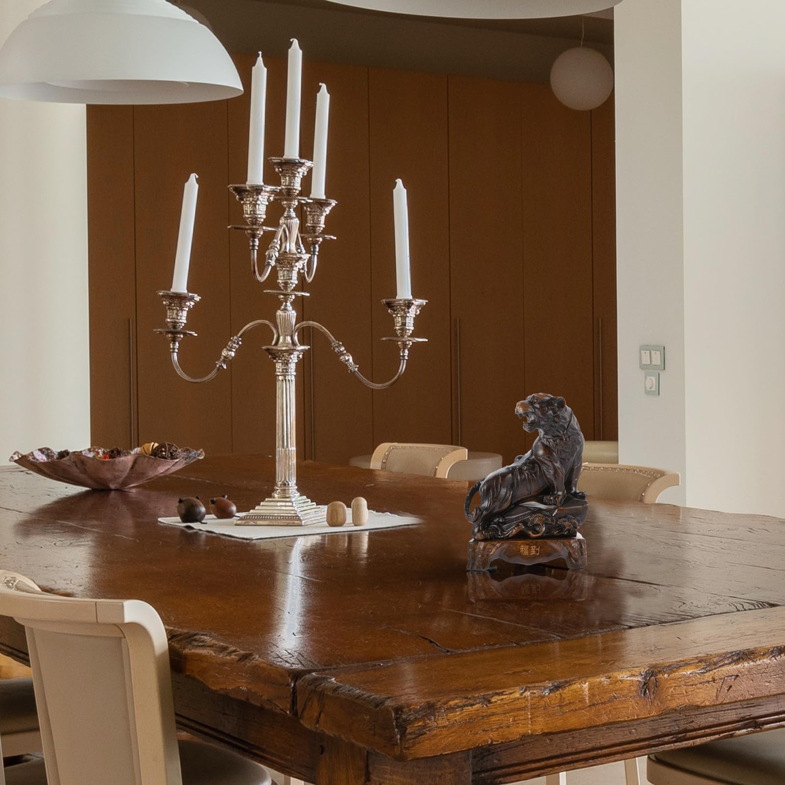 Toddmomy Kreative Kleine Tigerfigur aus Kunstharz für Schreibtisch und Innenraum Stilvolle Vintage Tiger Statue mit Stabiler Basis als Glücksbringer