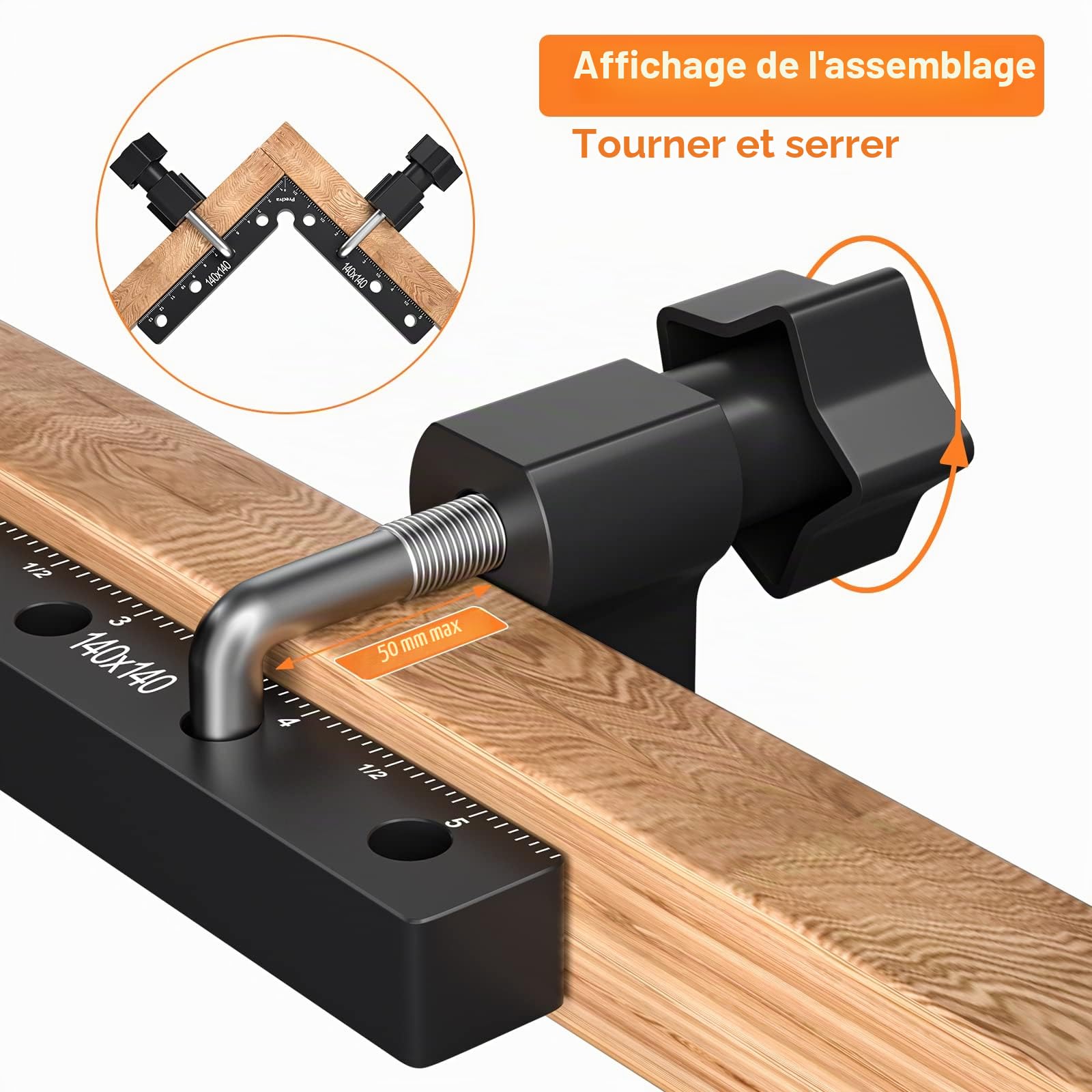 Bloc De Positionnement À 90 Degrés, Preciva Serre Joint Angle À 90 Degrés, Pince De Fixation À Angle Droit En Alliage D'aluminium Pour Cadres Photos,Boîtes,Armoires,Tiroirs - 2 Ensembles(14 Cm/5,5")
