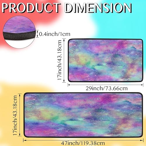 Miniatura 2 de Bright Night Sky Galaxy - Tapete de cocina acolchado antifatiga, juego de 2 piezas, duradero, resistente a las manchas, parte inferior