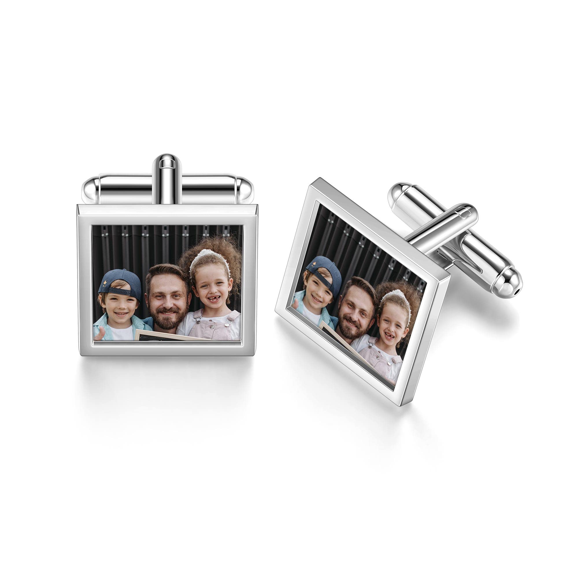 PiercingJPersonalized Wedding Cufflinks for Men Photo Name Cufflink Initial Cuff Link Shirt Studs for Father Groom Cufflinks, Small, Alloy Steel, alloy