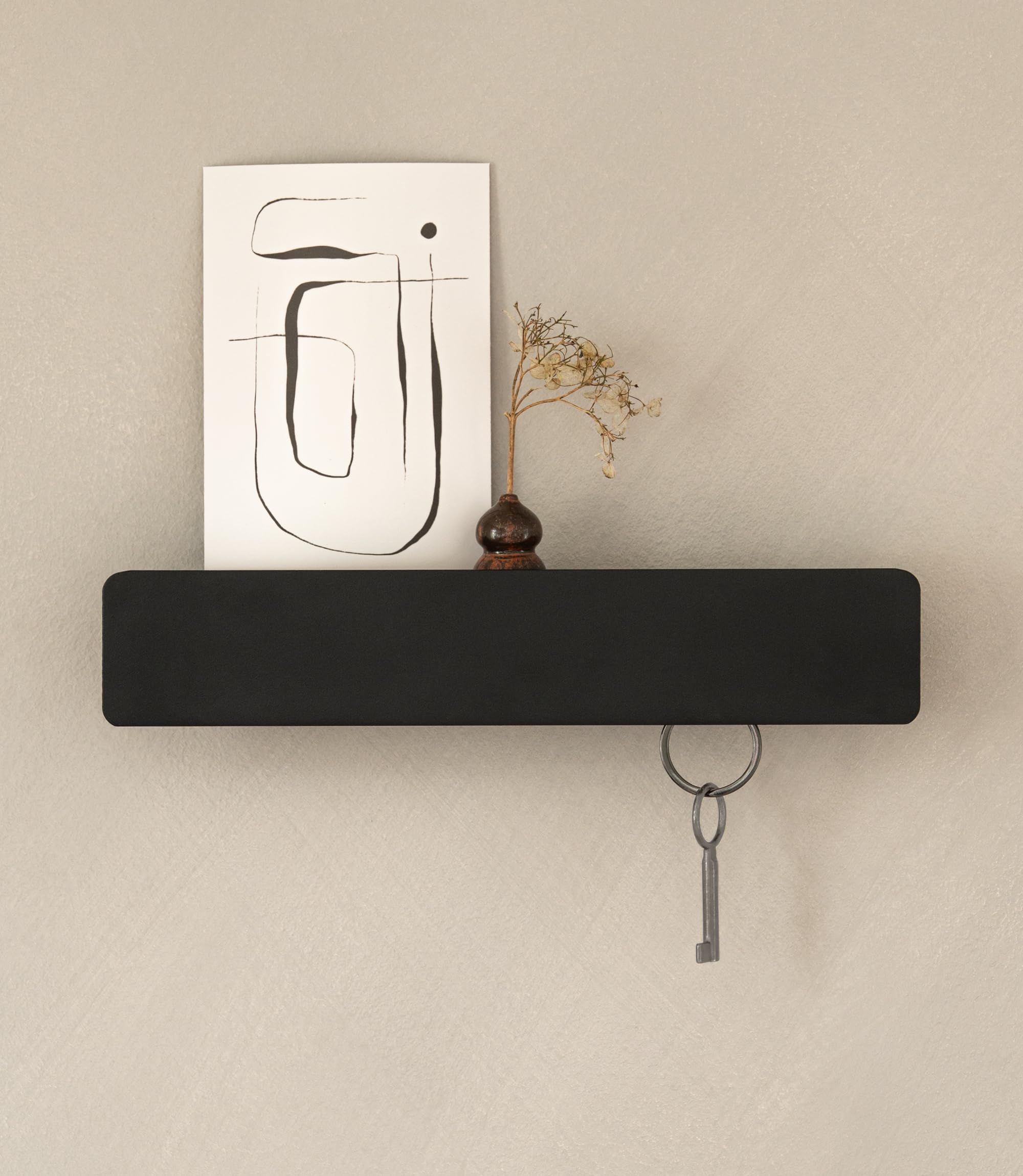 Porte clef mural design minimaliste en métal noir Kazai Kian