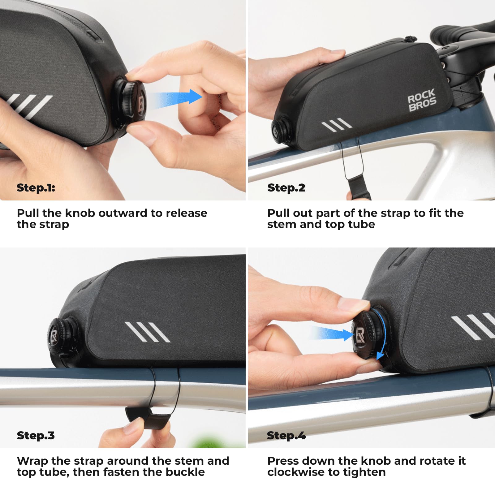 ROCKBROS Borsa da Telaio per Bicicletta 100% Impermeabile 0,9L