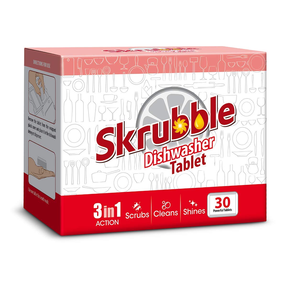 SkrubbleDishwasher Tablet - Pack of 30, white (Sk-DT-Pck30)