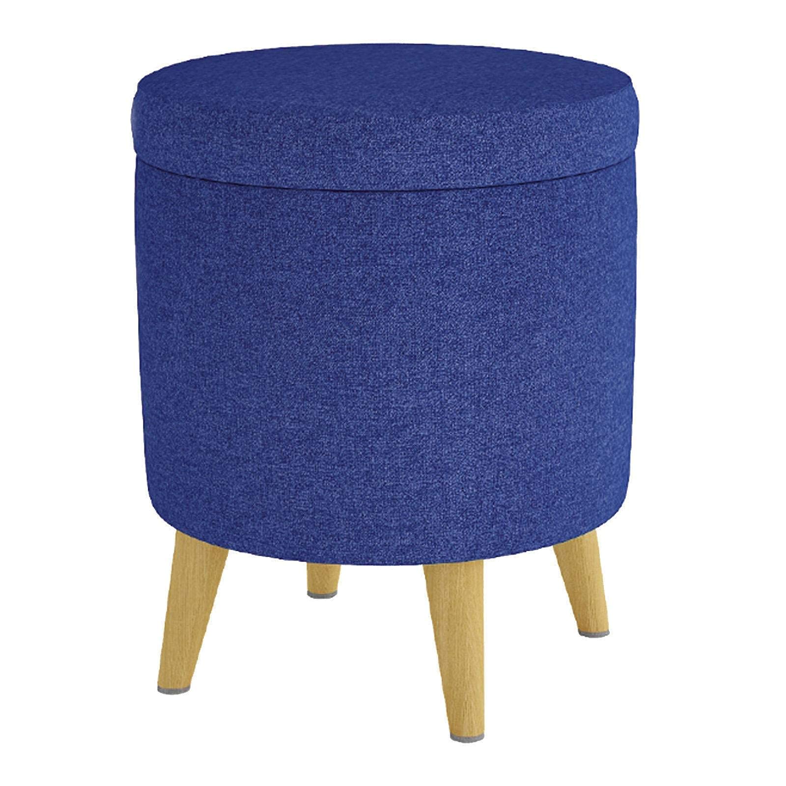 Boîte de rangement ronde et pouf de salon en lin naturel 37x37x45.5cm