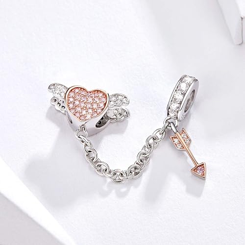 Miniatura 3 de Abalorio de plata de ley 925 con diseño de corazón auténtico, 100 % auténtico, para pulsera Pandora, collar de mujer, metal común, Abalorios de oro