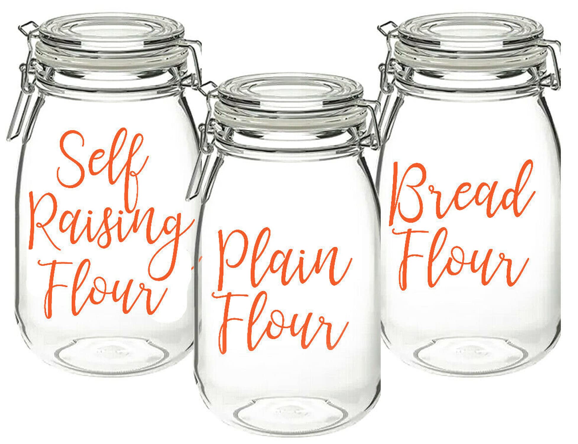 Self-Raising Flour, Plain Flour, Bread Flour - Vinyl Sticker Decal Labels for Jars, Containers, Kitchen, Pantry Organisation (Large - 6cm Tall Capital Letter Height, Emerald Green)