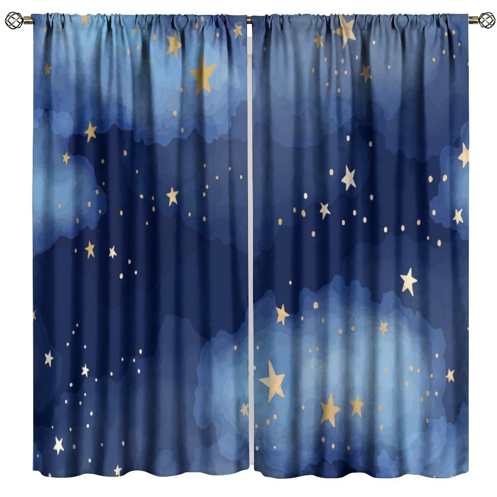 BenYaSong Starry Sky Blackout Window Curtain Beautiful Panoramic Milky Way Galaxy Sky Clusters Stars for Home Kitchen Livingroom Coffee Room Window Drapes 2Panel 52" W X 96" L