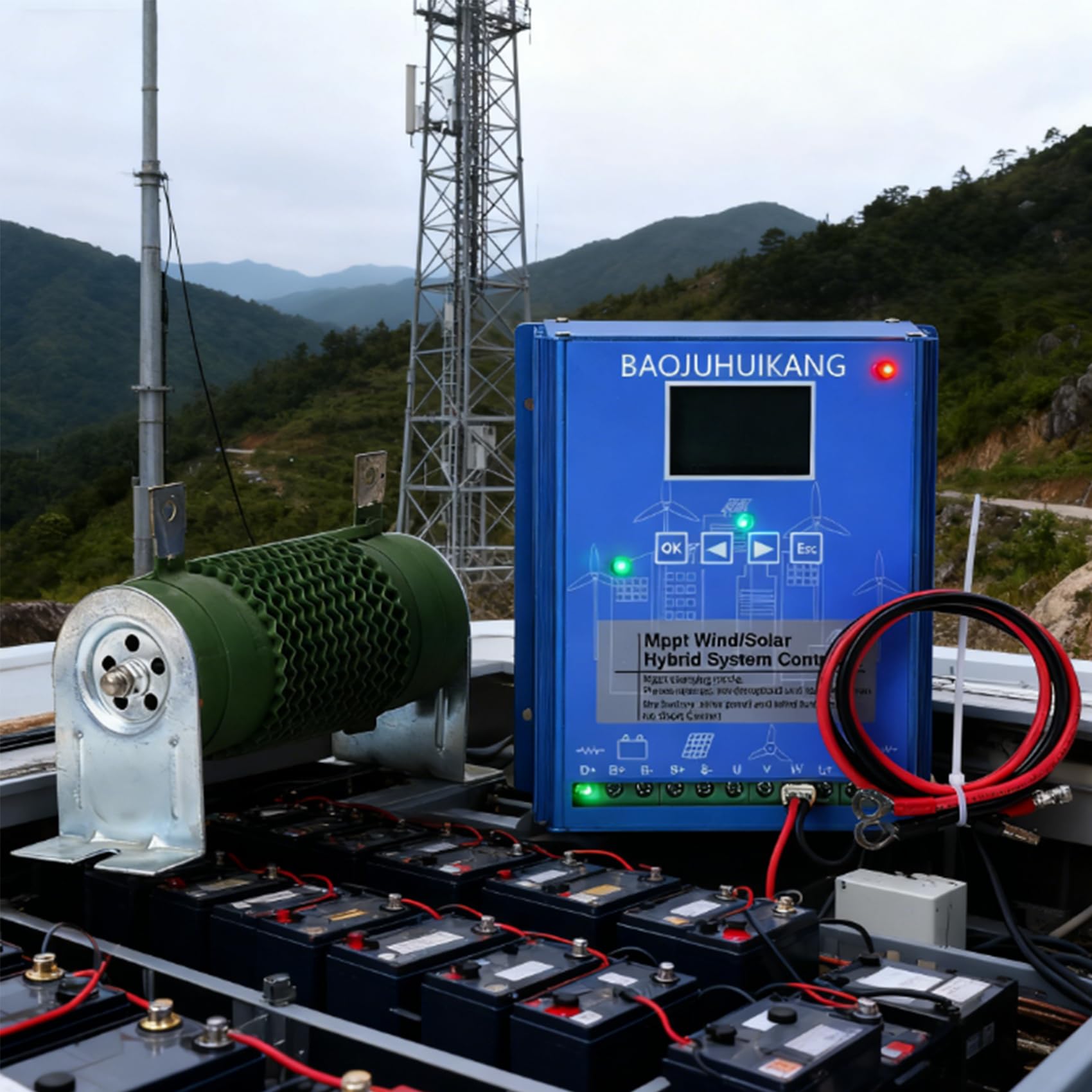 Hybridowy kontroler ładowania wiatrowo-słoneczny MPPT 5000W, Wiatr 3000W, Słoneczny 2000W, automatyczny kontroler hybrydowy 12/24V/48V z wyświetlaczem LCD
