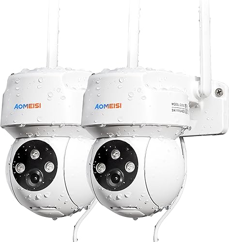 Aomeisi 2BQ320 2K PTZ Cámara de seguridad inalámbrica para exteriores panorámica e inclinación 360 Wi-Fi cámara a color visión nocturna cámaras de