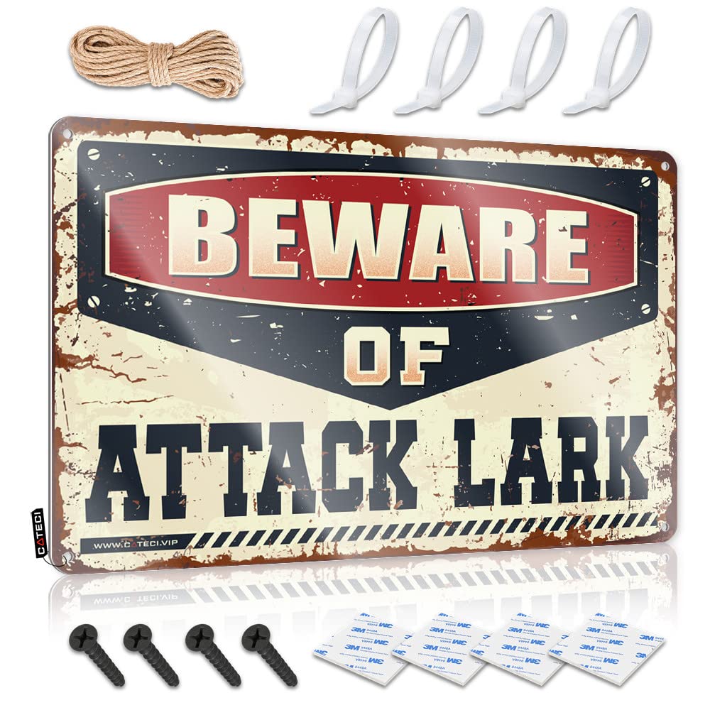 Fzfn Colour Custom Bathroom Decor - Beware Of Attack Lark Fun Rustic Wall Hanging(30X40cm)