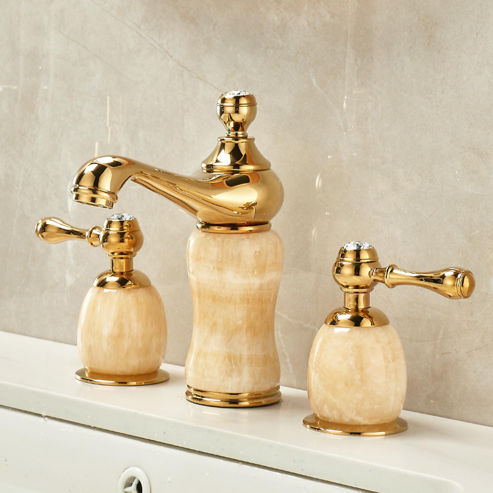 Bathroom Bronze, Marble, Jade Three-Hole Faucet