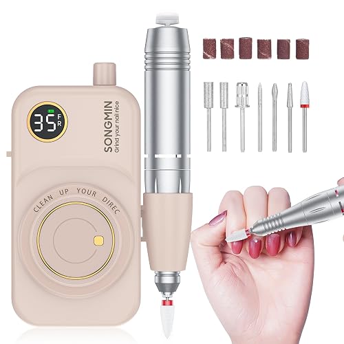Professional Nail Drill 35000 RPM SONGMIN Portable Cordless Efile
