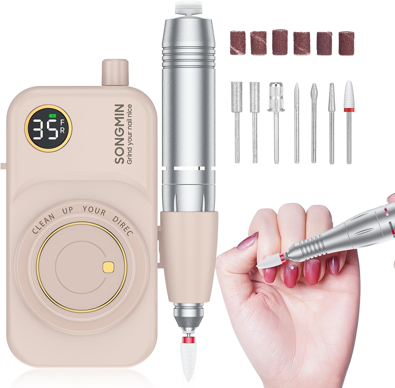 Profal Nail Drill 35000 R, SONIN Portable Cordl Efile with