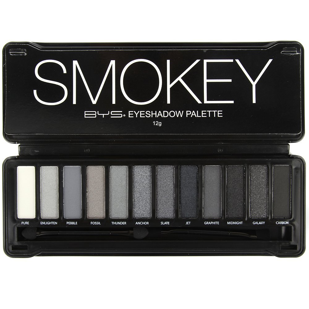 BYS Eyeshadow Palette (12X Eyeshadow, 2X Applicator) - Smokey