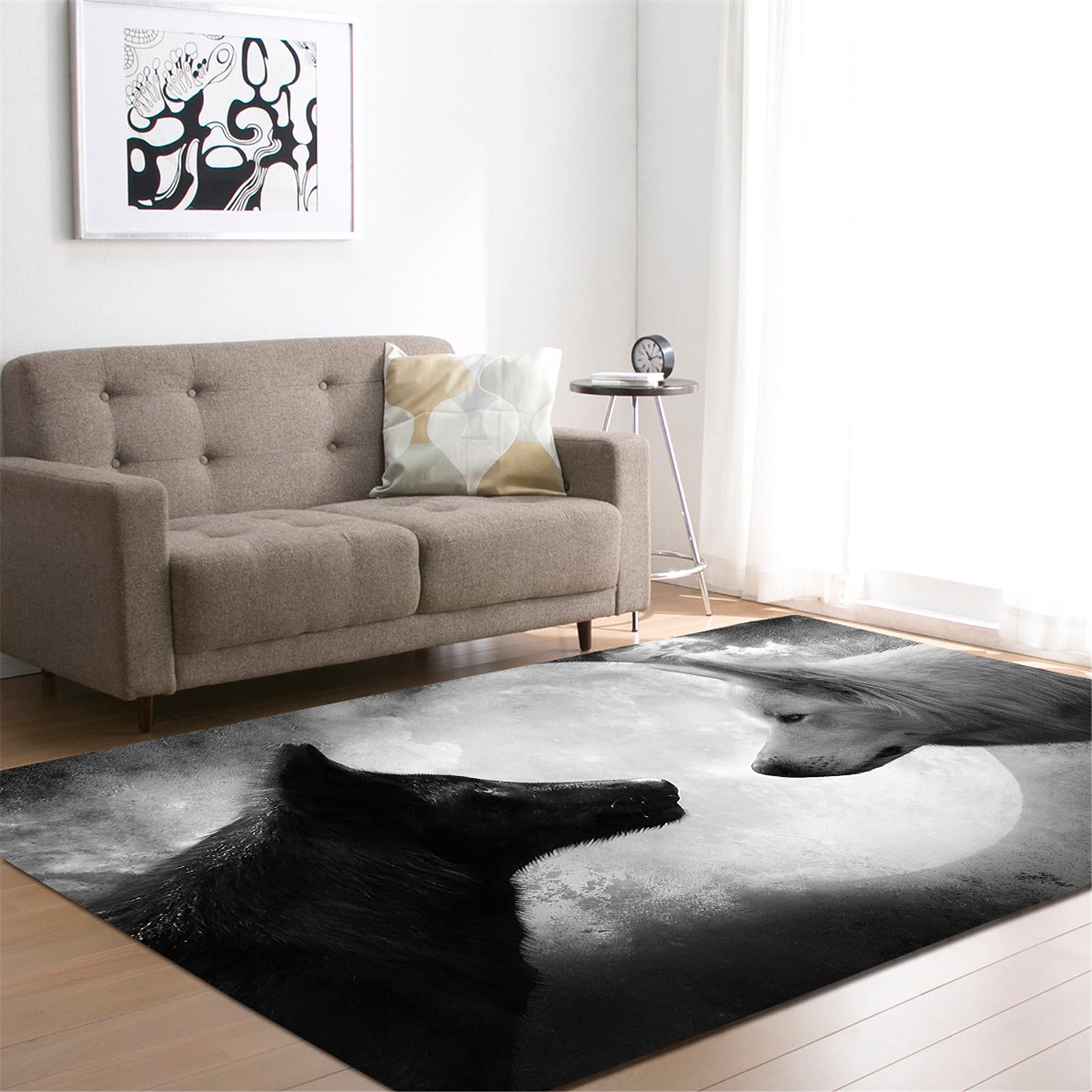 Tapis de zone 3D Stillshine anti-glisse et facile à laver pour salon et chambre