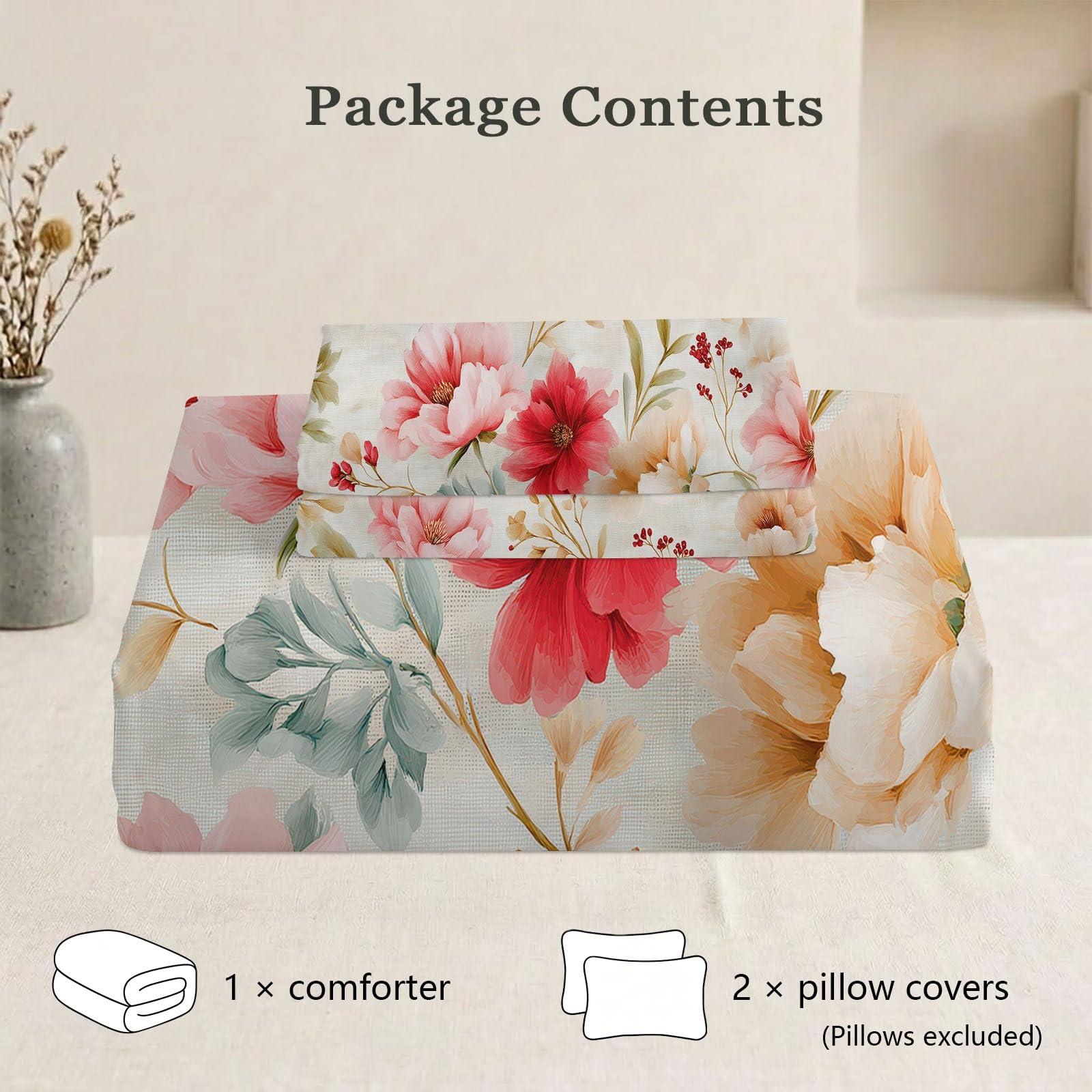 Générique Trapunta senza copripiumino vintage floreale 220 x 240 cm Flower Branch Trapuntato Trapuntato Estivo con 2 Federe Cuscini Bianco Set da Letto Matrimoniale Reversibile Morbido Lavabile in
