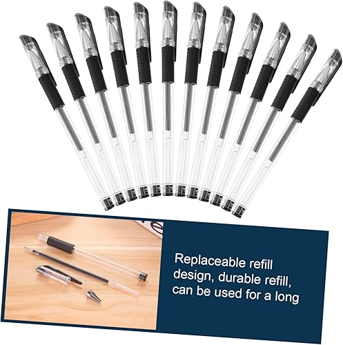 Miniatura 5 de 12 bolígrafos de tinta de gel de punta fina de 0.020 in, color negro, escritura suave para oficina, escuela, hogar, diseño ergonómico, agarre cómodo