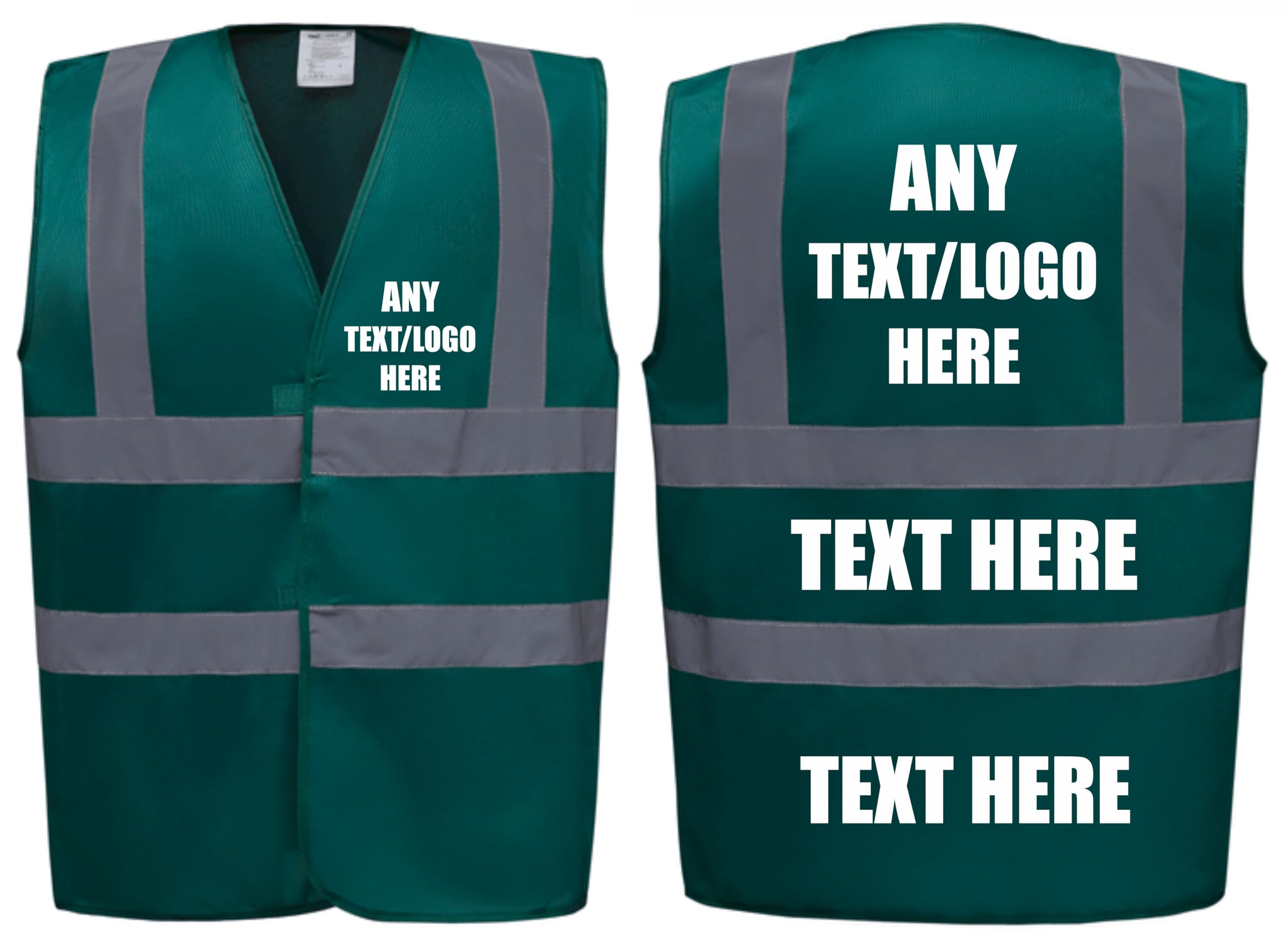 Personalised Custom Printed Green Hi Vis Hi Viz Safety Vests Waistcoats, Ideal For Events, Schools,XXXLarge