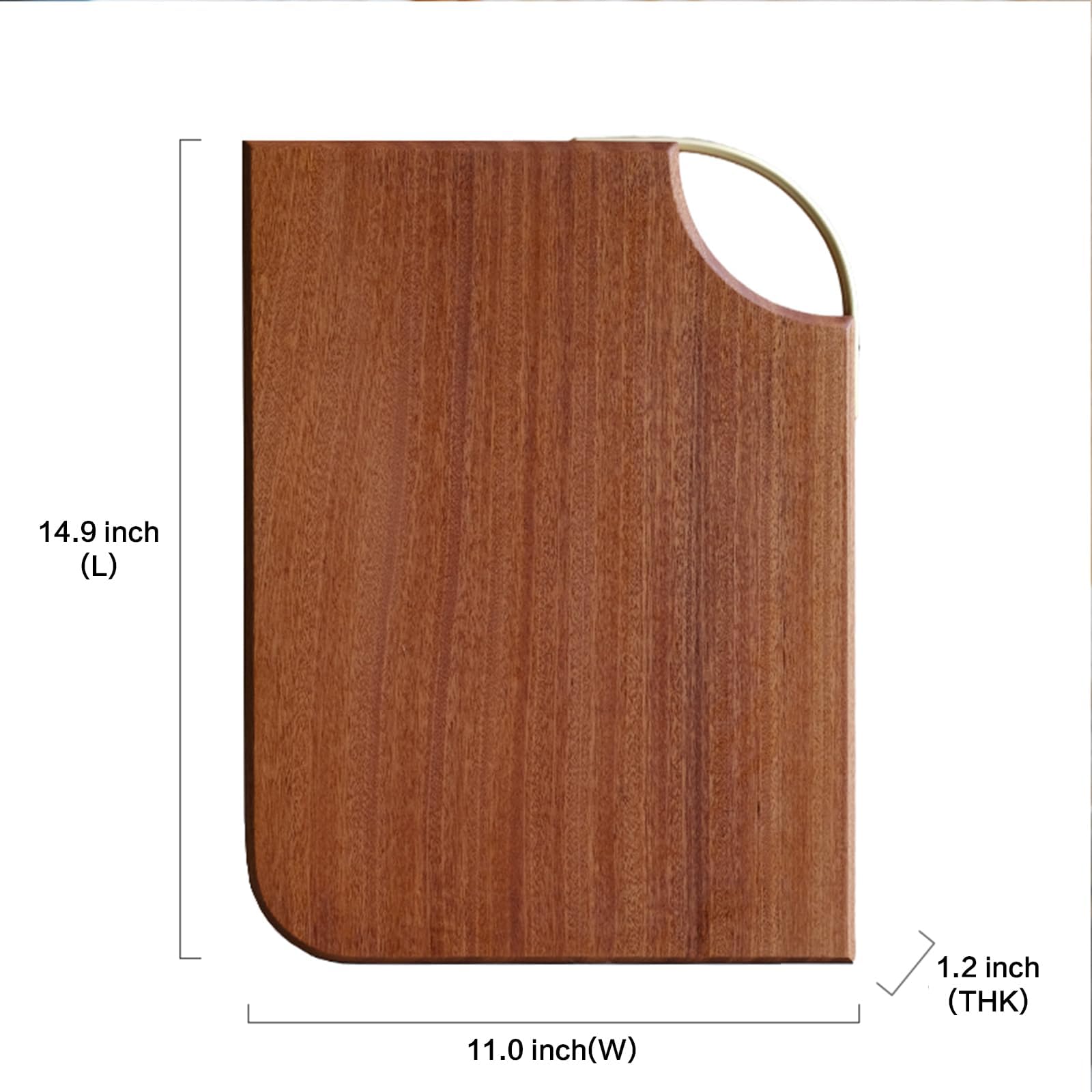 Tabla de cortar de madera para cocina con mango de latón, tablas de cortar de madera reversibles, tamaño mediano