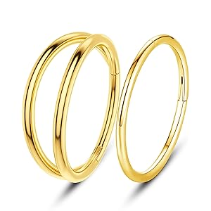 OUFER 16G 2pcs Piercings Helix Silber Chirurgenstahl Rook Tragus Conch Clicker Cartilage Earring Hoop Daith Knorpel Ohrring Ohrpiercing Nasenring Nase Nose Ring Körperschmuck 8mm