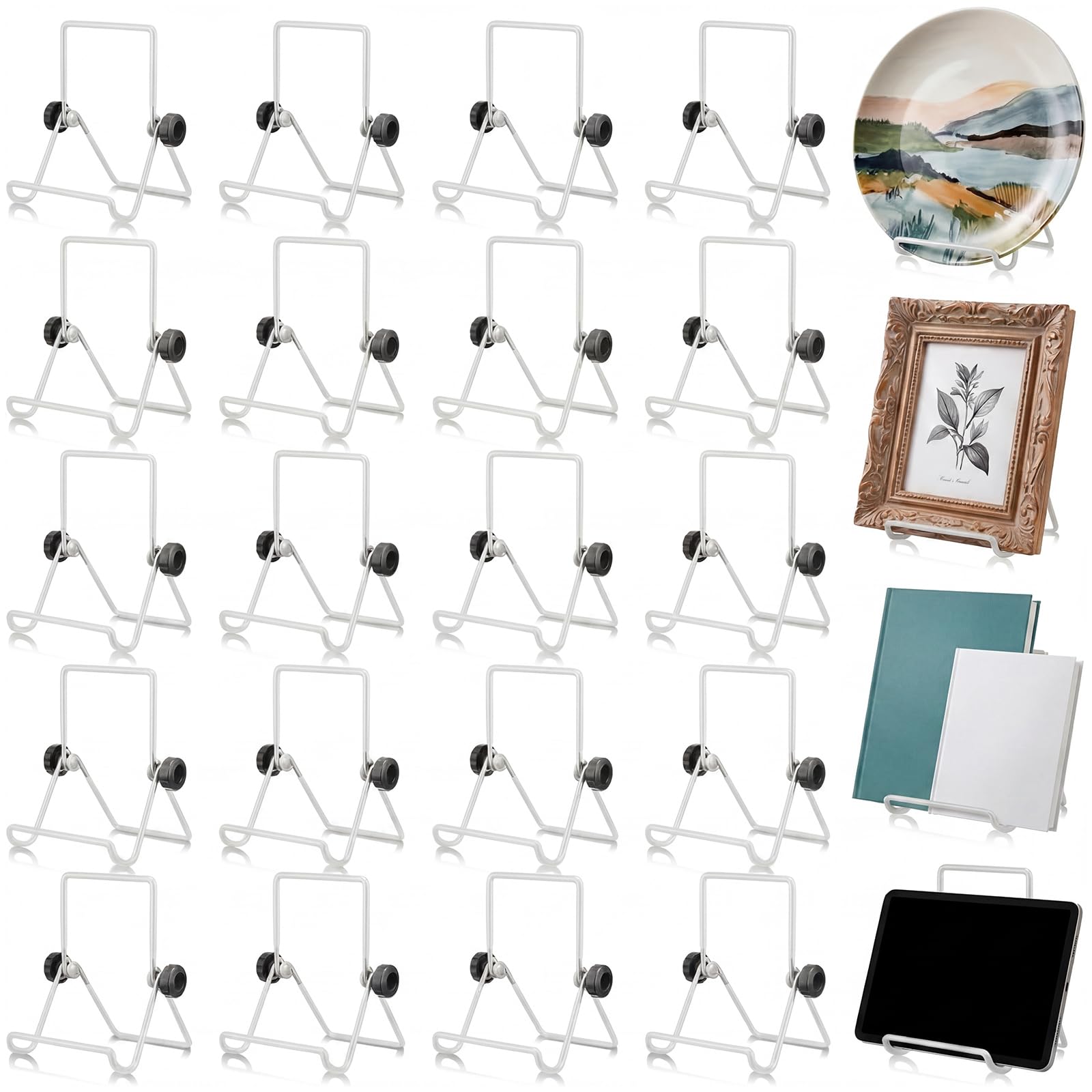 Chevalet blanc pliable lot de 24 pour faire tenir un livre ouvert ou un cadre photo droit