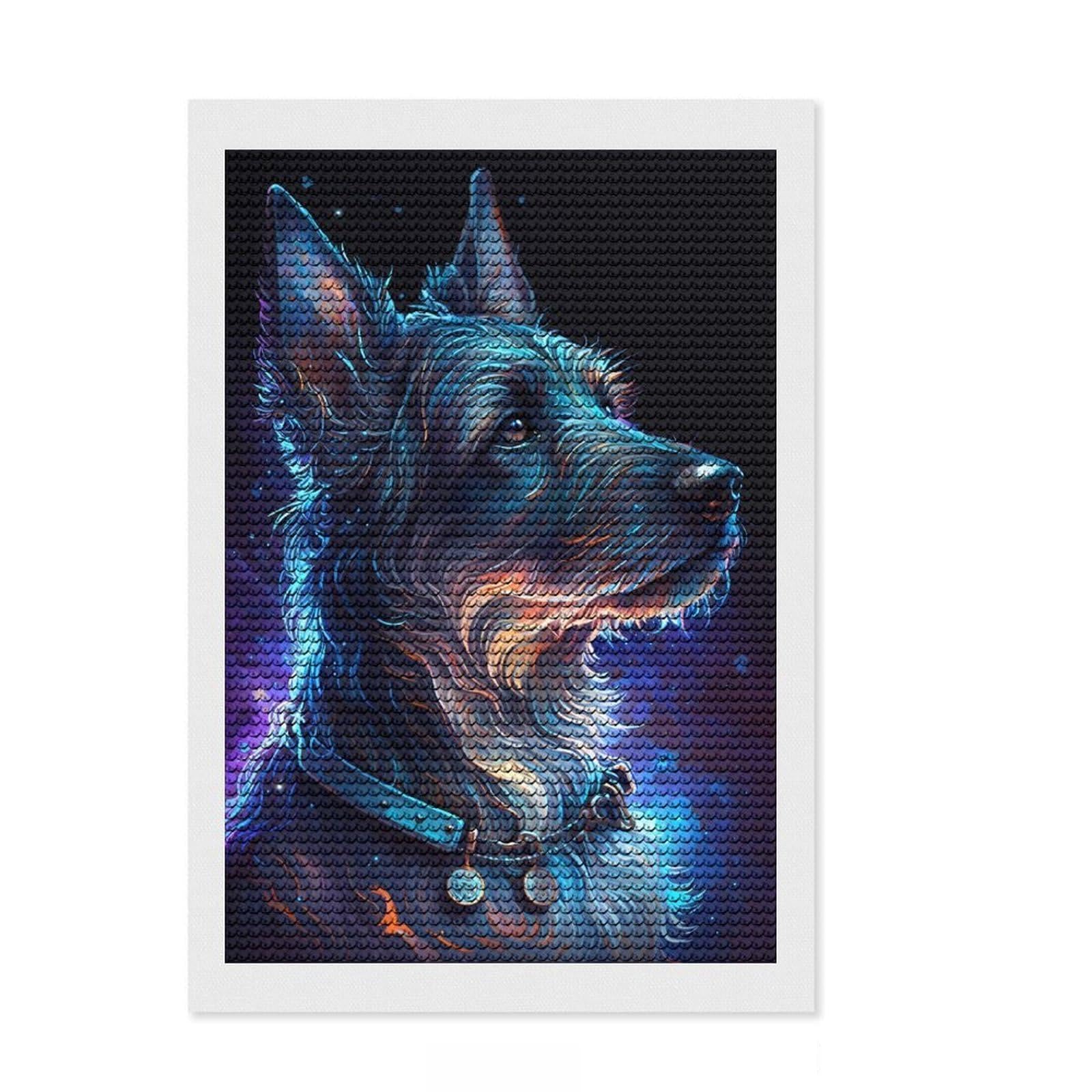 Junmoney Miniature Schnauzer Dog Diamond Painting Kit 8"x12", Easy to Follow Symbols, Stress Relief Craft, Farmhouse Decor, Birthday Gift