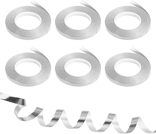 PATIKIL Cinta rizadora de globos engarzada metálica brillante de 316 pulgadas, 11 yardas, 6 rollos iridiscentes para decoración de fiestas, regalos,