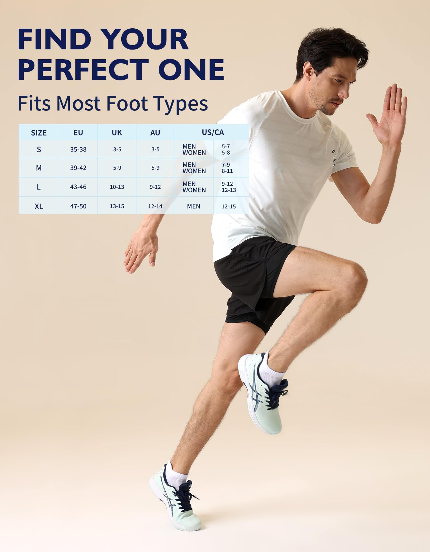 CLOSEMATE Chaussettes de Sport 39-42 43-46 47-50 Socquettes Homme Femme en Coton Antidérapantes Anti-Ampoules Respirantes Basses Courtes pour Running Randonnée Tennis en Blanc Noir 6 ou 7 Paires
