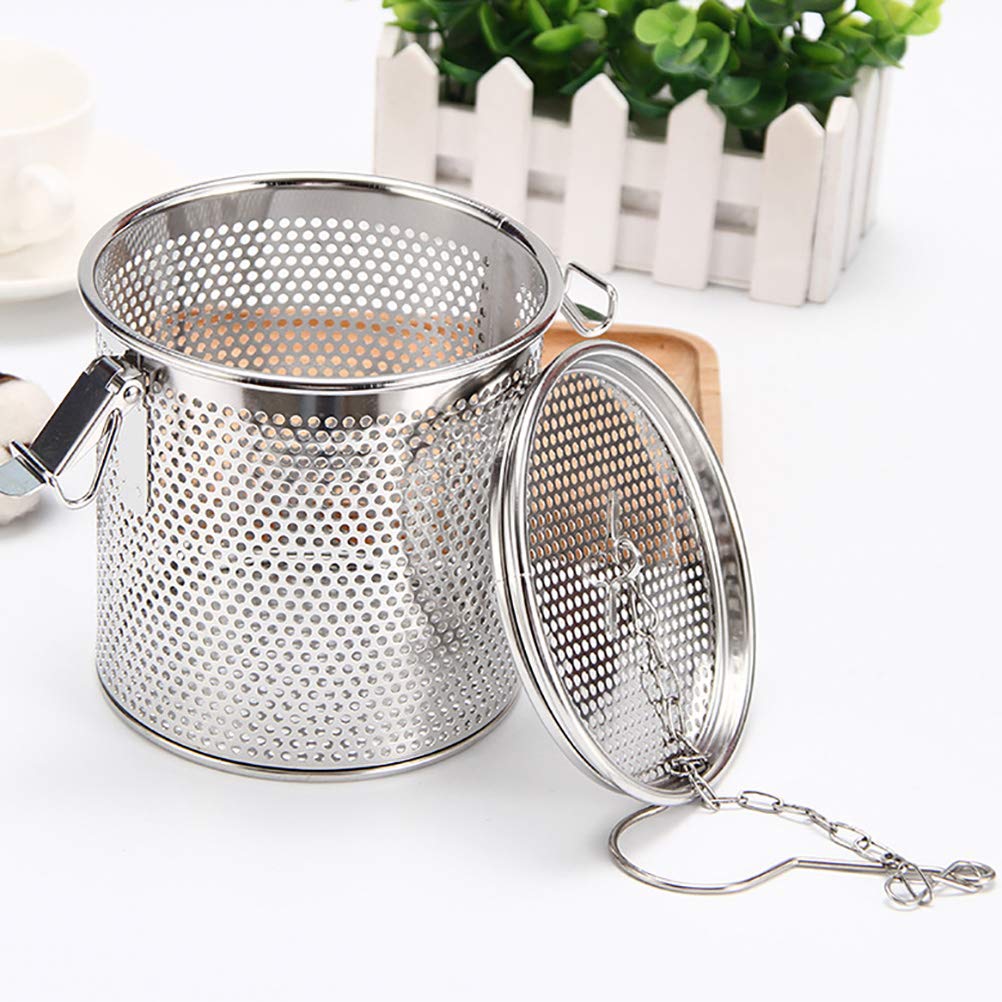 Sahgsa Passoire à Épices en Acier Inoxydable - Filtre à Thé - Grande Théière en Vrac - Avec Chaîne de Transport et Crochet - Accessoire de Cuisine