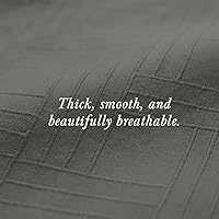 Vista 7 de Threadmill Sábanas para Cama Individual – 800 Número de Hilos Jacquard Celine Gris Oscuro, 100% Algodón Natural Juego de Cama de 3 Piezas a Rayas