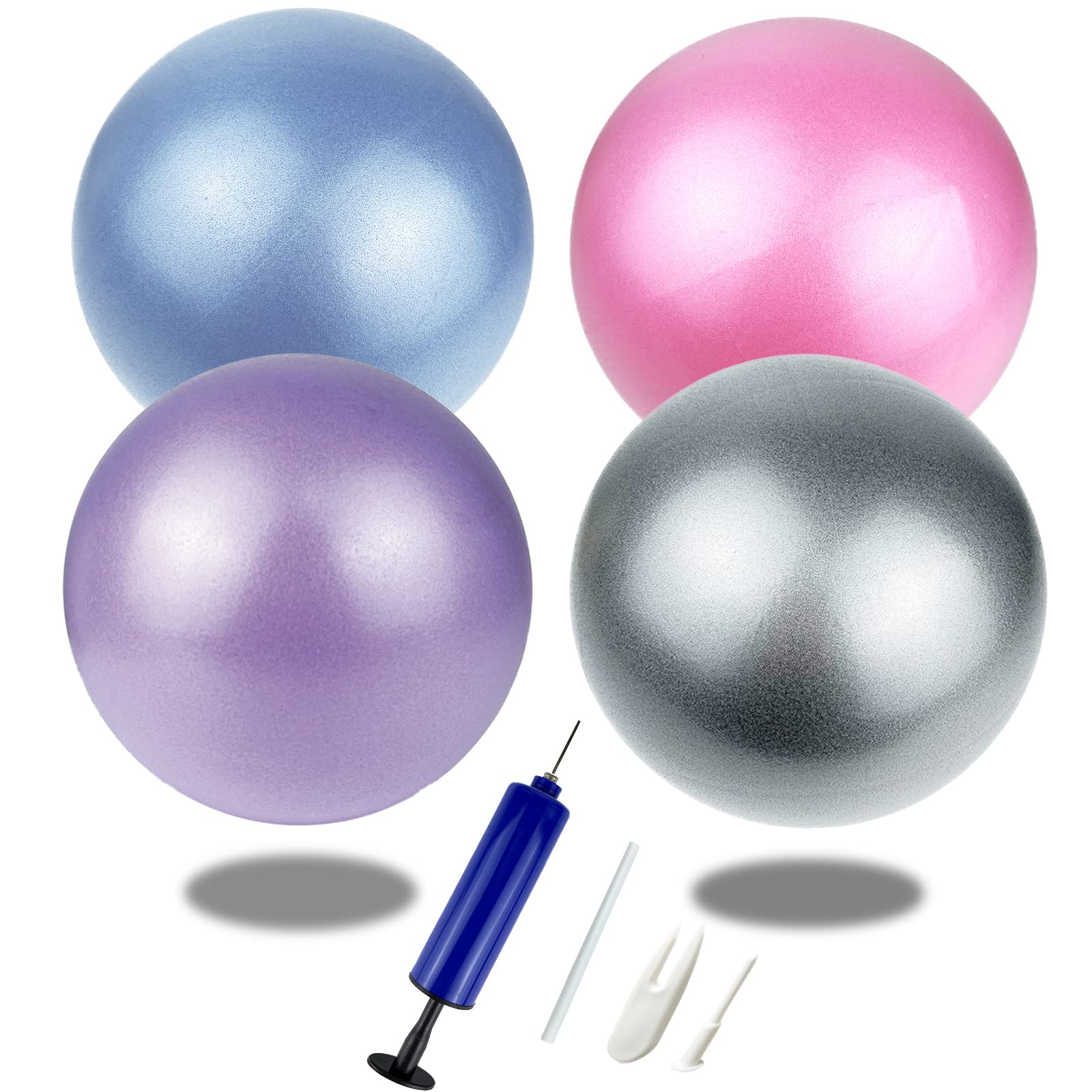 FYOURH Pilates Ball 9 inch with Pump 5.2oz for Exercise Home Workout Physical Therapy Yoga Blue