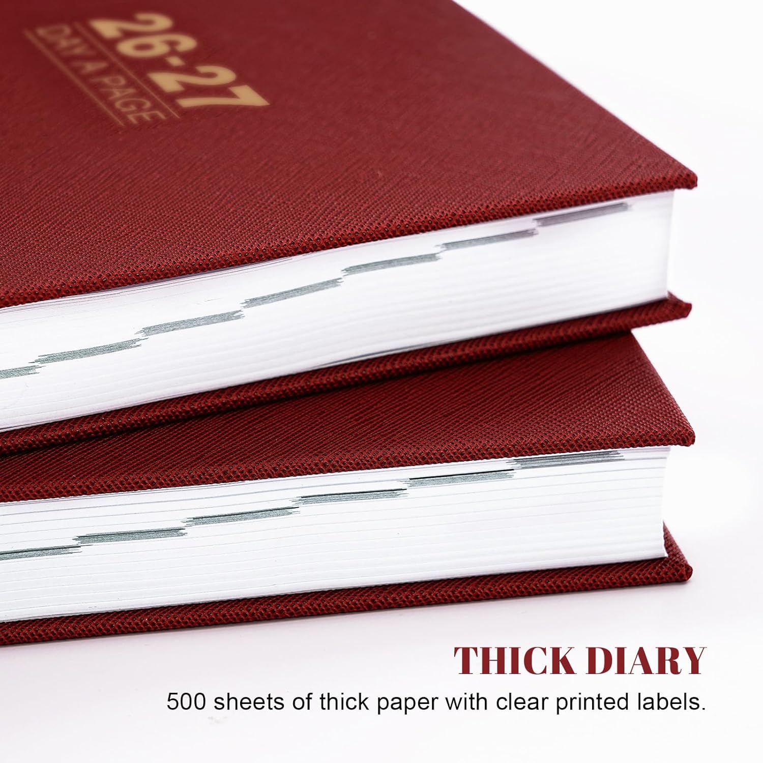 2026-2027 Diary - Diary Full Page Per Day, Daily Planner 2026-2027, Jul. 2026 - Jun. 2027, 5.8" x 8.4", Agenda for 365 Days - Hardcover Red