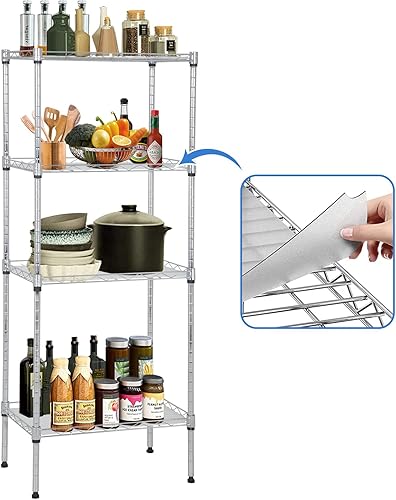 Dkelincs Estantería de alambre de 4 niveles de 18 pulgadas de largo x 12 pulgadas de ancho x 44 pulgadas de alto, estante de alambre ajustable de