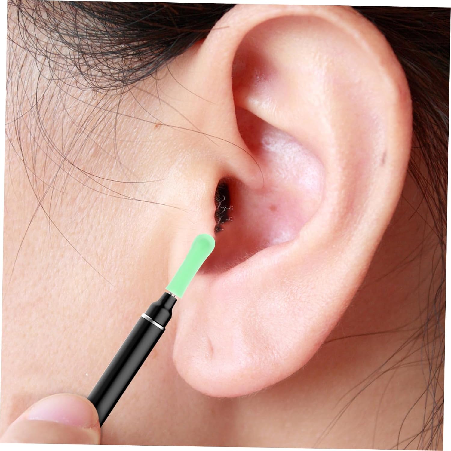 10pcs Soft Silicone Ear Wax Removal Spoon Covers for Gentle Ear Cleaning Elegant Green Design
