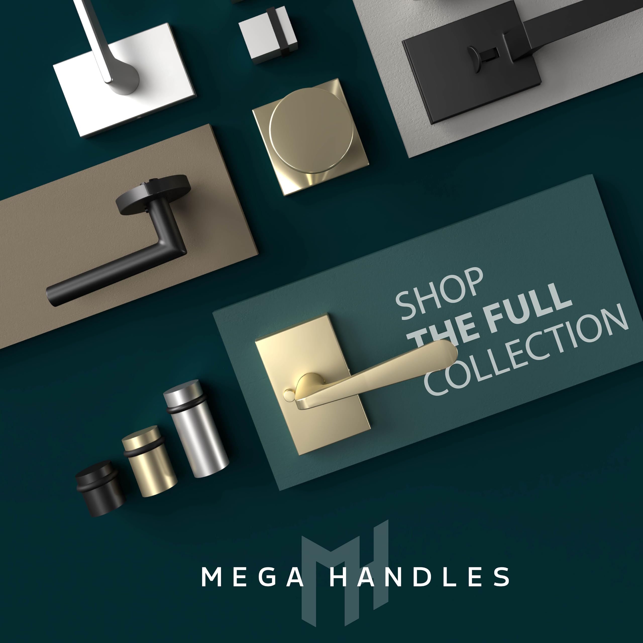 Mega Handles Pomo de puerta de entrada I para entrada, entrada y baño, diseño reversible resistente, se adapta a todos los tamaños de puerta estándar, tornillos incluidos, cromo pulido (paquete de 1)