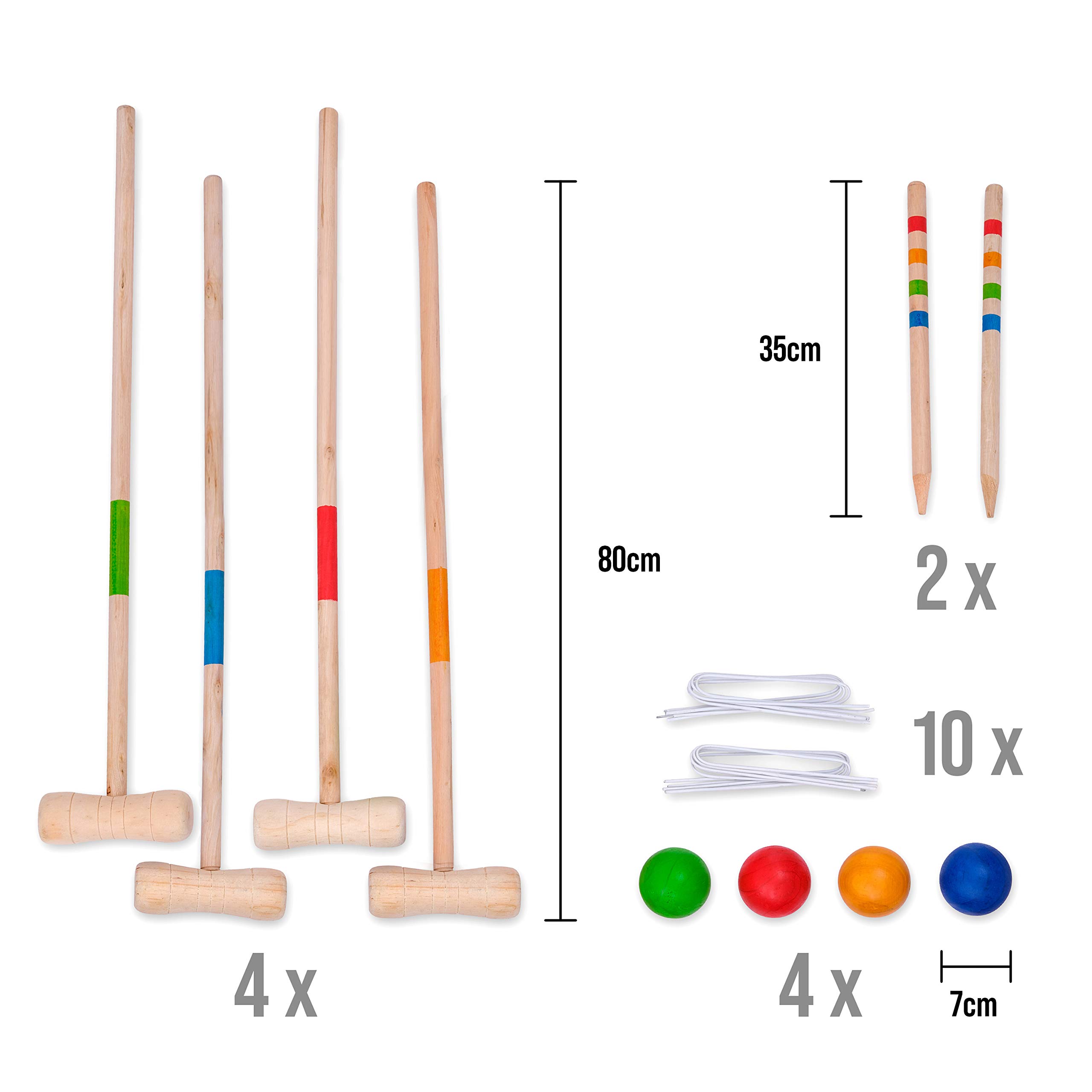 Ocean 5 Krocket Set – Outdoor Croquet Gartenspiel, das Geschicklichkeitsspiel aus Holz, für Kinder und Erwachsene, für 2-4 Spieler