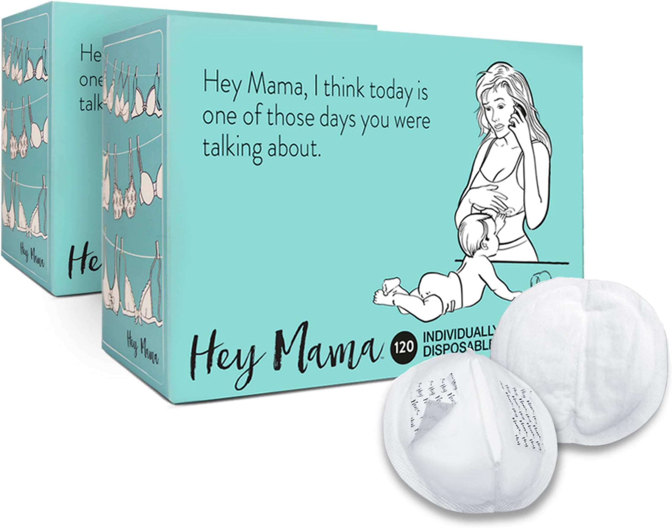 Hey Mama Disposable Nursing Pads - (240) Super Absorbent, Ultra Comfortable & Individually Wrapped