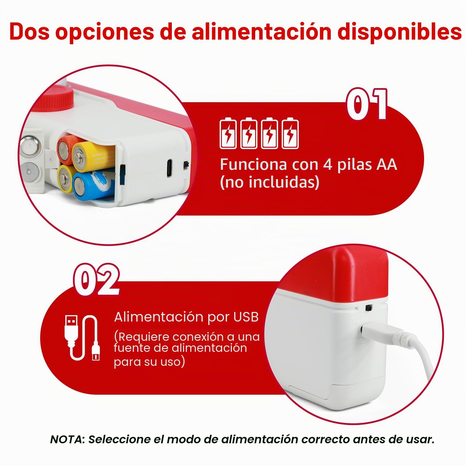 Máquina de Coser Portátil Mini para Principiantes – Eléctrica, Puntada Rápida, Velocidad Ajustable, Kit DIY de Reparación de Ropa para Hogar y Viaje (Rojo)