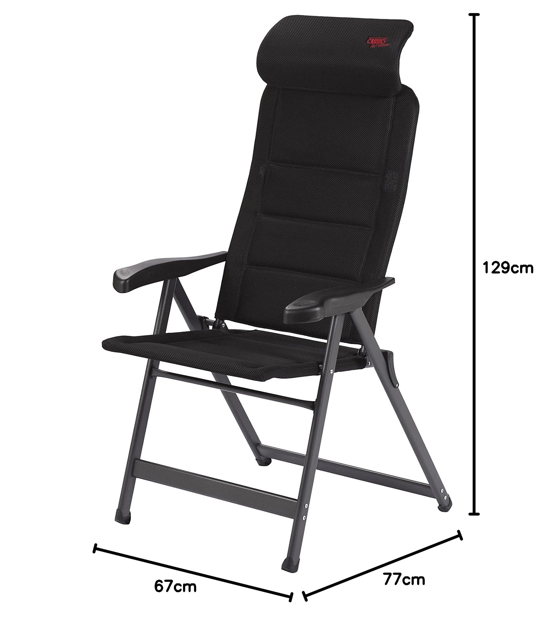 Crespo Gartenstuhl AP 240 Air Deluxe Compact Camping Liege Stuhl Klappstuhl Alu schwarz